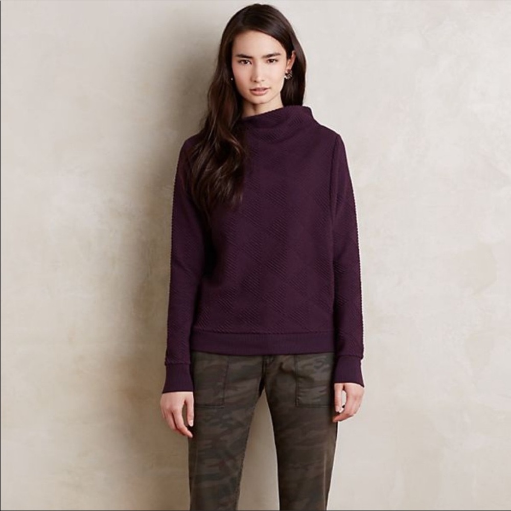 Anthropologie 9-H15 Jura Funnel Neck Diamond Textured Pullover, size small